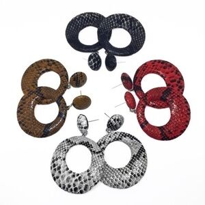 🛍Snakeskin Python Faux Leather Statement Earrings
